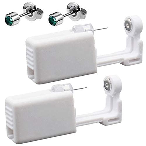 2 Pack Self Ear Piercing Gun Earrings Kit Tool Stud Safety Portable Nose Piercing Kit with Earring Studs