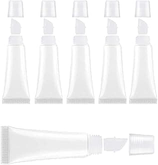 BlingKingdom 6pcs Lip Gloss Tubes 8ml Clear Soft Empty Lip Balm Containers Refillable Mini Cosmetic Tubes for Comestic Makeup and Travel Toiletries