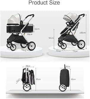 YCKEGEW Twin Baby Pram Stroller,Tandem Carriage For Newborn Side By Side Stroller,Foldable Double Seat Detachable Stroller High Landscape Reversible Pushchair Can Sit Lie (Color : /Gray)