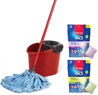 O-CedarQuickwring Bucket & MF Cloth Mop Refill + 1 Citrus and 1 Lavender Cleaning PACS (Variety Pack)
