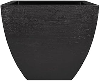 2 Set MSQ20BK Modern Square Garden Planter, 20-Inch, Black