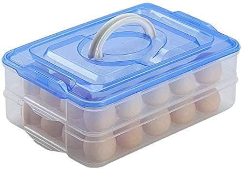 Unbreakable Egg Box, Egg Holder, 24 Grid Egg Box Container Holder Tray for (24 Grid - 2 Layer), Plastic Double Layer Refrigerator 24 Eggs Storage Box Airtight Basket (Multi Color),egg box.