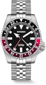 BODERRY Men's Watch Titanium Automatic 200M Waterproof Diver Watch with GMT Automatic Movement and Titanium Bracelet—Admiral