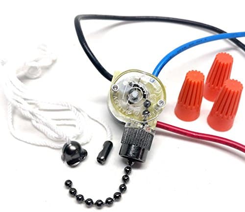 ZE-110 3 Wire Pull Light Switch Replacement Repair Kit 2 Circuit 6A 125VAC 3A 250VAC for Ceiling Fans, Wall Sconces, Floor Lamps, Table Lamps, Vanity Lights, Light Fixtures - Black Nickel Finish