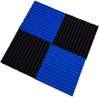 50 Pack Acoustic Panels Soundproof Studio Foam for Walls Sound Absorbing Panels Sound Insulation Panels Wedge for Home Studio Ceiling, 1" X 12" X 12" (50Pcs, Black&Blue)