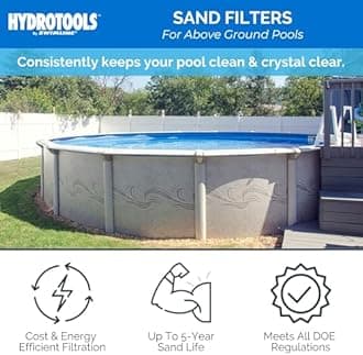 SWIMLINE HYDROTOOLS Complete Sand Filter System, 12" Tank - for Above-Ground Pools Up to 8,000 Gallons, Single Speed Pump, 0.3 THP, 1,980 GPH, 4-Way Multi-Port Valve, 42 lb Capacity