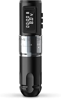 Ambition MARS-U Wireless Tattoo Machine with Adjustable Stroke - Rotary Cartridge Tattoo Machine Pen with 1800mAh Power Coreless Motor Digital LED Display for Professional Tattoo Artist Grey