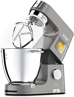Stand Mixer Metal Body Kitchen Machine TITANIUM CHEF PATISSIER XL with Warming Function, Built-in Weighing Scale, DuoBowl, 4 Tools, Glass Blender, Meat Grinder, Multi Mill KWL90.344SI Silver