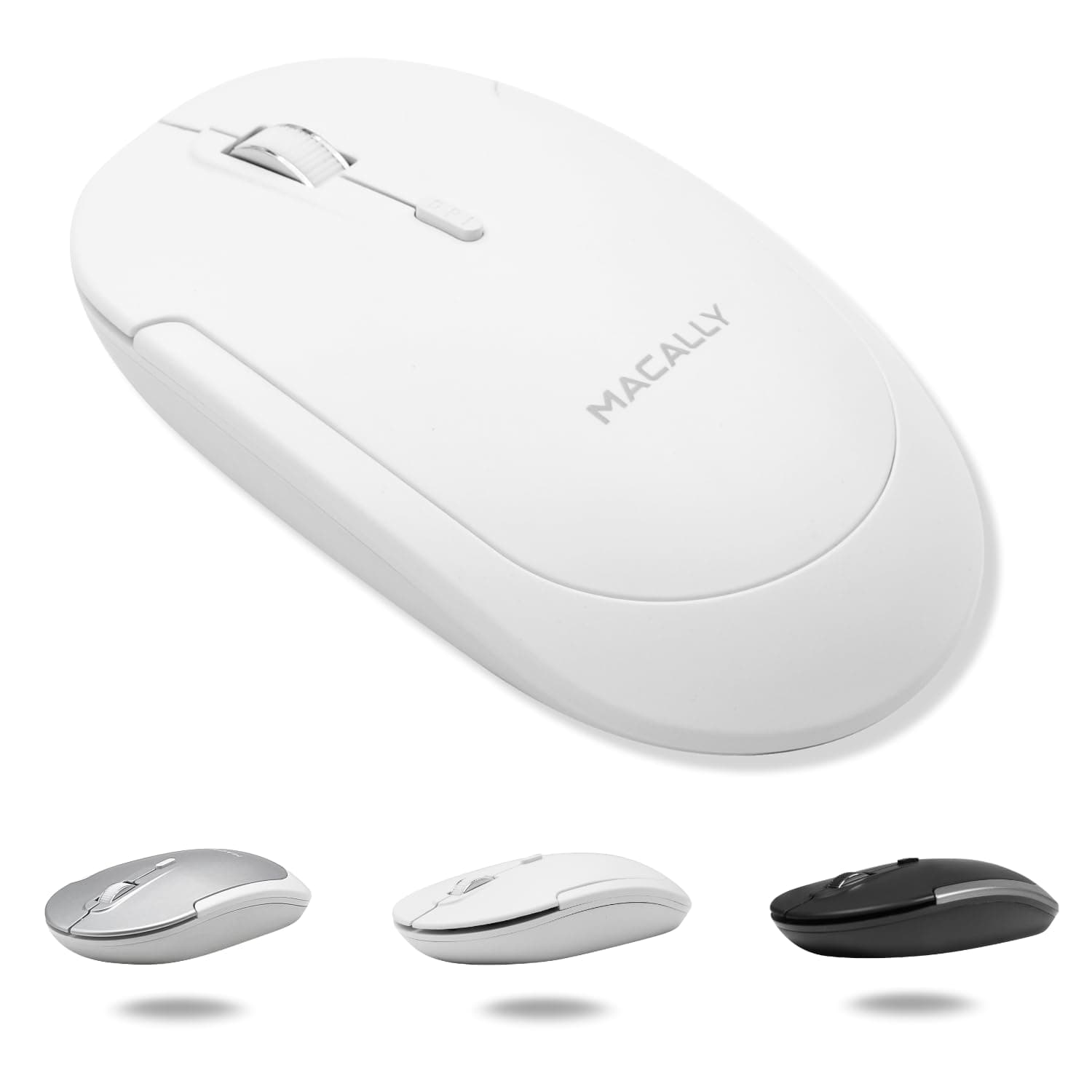 - Wireless Bluetooth Mouse for Mac, MacBook Pro/Air, iPad, and PC - Quiet Click and Comfortable Compatible Apple Mouse Wireless - Rechargeable - White