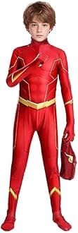 DANZSHalloween Boys Superhero Costume Cosplay Red Jumpsuit Bodysuit Zentai Onesie Outfit Dress up for Kids