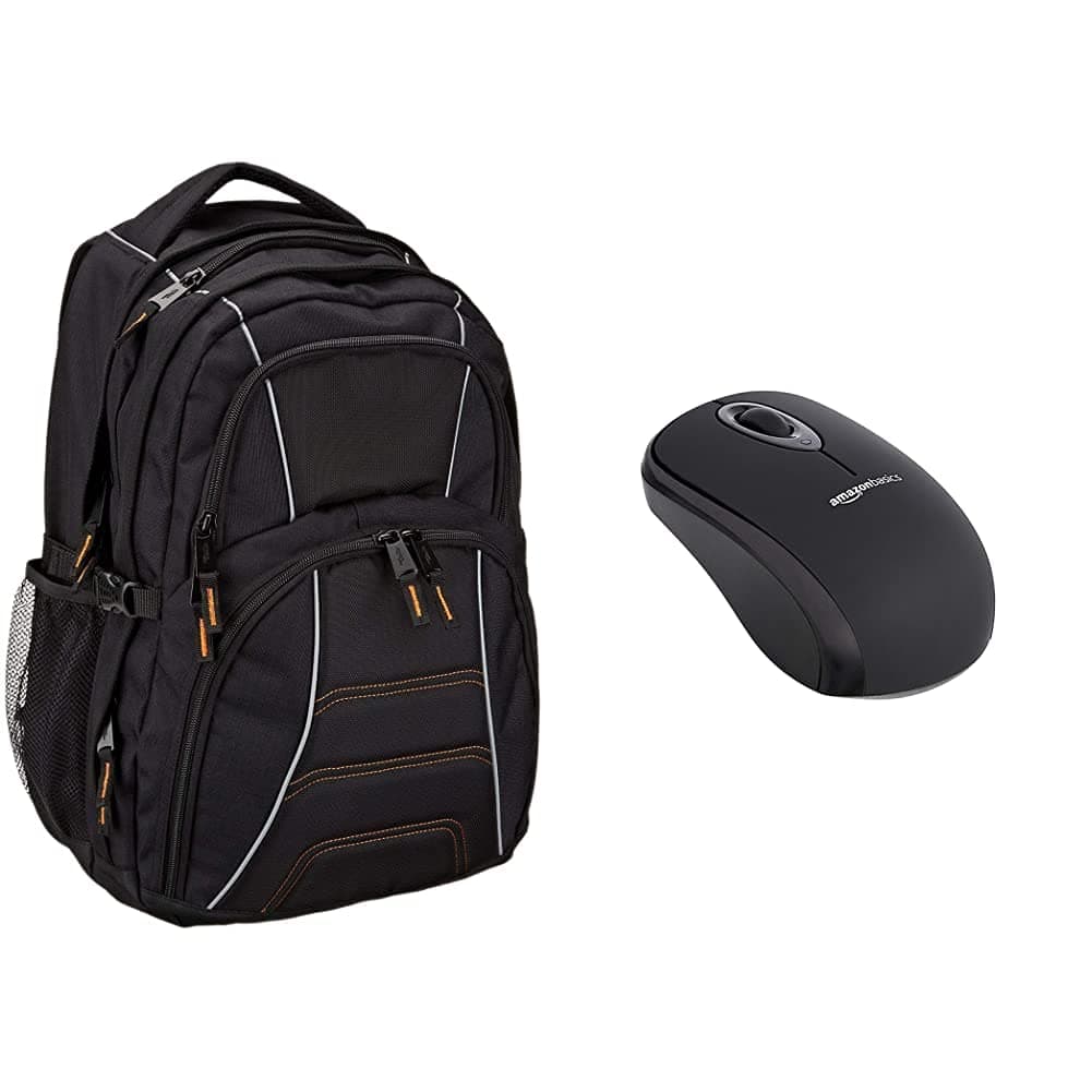 Amazon Basics Laptop Backpack (AB 103), with Wireless Mouse