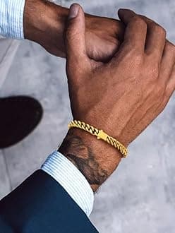 Bandmax Mens Hip Hop Cuban Link Bracelets 5/7/9/12MM Stainless Steel Miami Curb Chain Bracelet Silver/Gold Plated/Black Wristlet Chains for Men 7"-9"