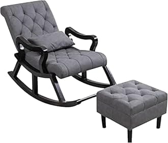Premium Rocking Chair with Foot Stool & Ottoman – Ergonomic Glider Chair for Living Room – Lounge Chair with Plush Cushions – Sofa for Living Room, Balcony Chair & Outdoor Chairs for Balcony