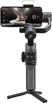 Zhiyun Smooth 5 Combo, Portable Gimbal Stabilizer for Android iPhone, 3-Axis Handheld Smartphone Gimbal, LED Fill Light & Filters, Face Tracking, Vlogging Stabilizer, YouTube TikTok Video
