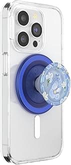 Phone Grip for MagSafe with Kickstand, Magnetic Stand, Swappable Top, Secure Hold for iPhone MagSafe Cases, Phone & Tablet Grip - Blue Fields