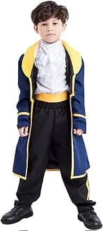 IBTOM CASTLE Boys Beauty and The Beast Costume, Beast Outfit for Boys Prince Charming Shirt Jacket Pants Full Set with Headgear Halloween Cosplay Birthday Carnival Toddlers Kids King Dress Up Outfit