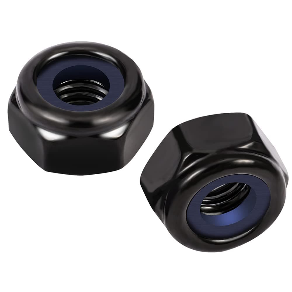 #6-32 Nylon Insert Hex Lock Nuts Locknuts, 304 Stainless Steel 18-8, Black Oxide, 50 PCS