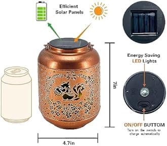 2 Pack Squirrel Solar Lanterns Outdoor Waterproof Hanging Solar Lights Squirrel Gifts for Women Men Metal Decorative LED Lanterns for Yard, Patio, Lawn, Tabletop, Pathway, Landscape, Garden Decor