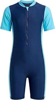 Boldfit Swimming Costume for Kids One Piece Boy Swimming Costume Quick Dry Swim Dress for Boys Stretchable Swim Suit for Boys - Blue, M