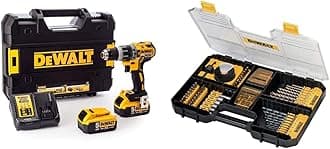 DEWALT DCD796P2-GB DCD796P2 Combi Drill 18V XR Brushless Compact Lithium-Ion (2 x 5.0Ah Batteries), 18 V, Yellow/Black, One Size & dt71569-qz Universal Tool Box Set, Multi-Colour