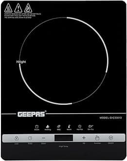 Geepas 4 Digit LED Display Digital Infrared Cooker, GIC33013 | 8 Temperature Settings | 3hrs Programmable Timer | 2000W Ceramic Heating Element