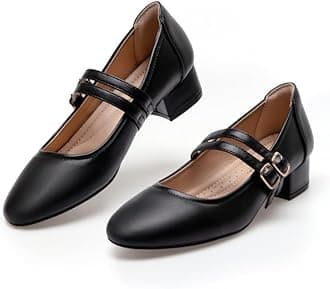 Mary Jane Shoes Women Low Heels Dress Shoes Pumps Low Heel 2 Inch Chunky Heel Mary Janes Pumps with Adjustable Ankle Strap for Women Dressy Casual