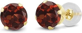 Gem Stone KingGem Stone King 14K Gold Gemstone Birthstone Solitaire Stud Earrings | Round 6MM | Gold Earrings for Women