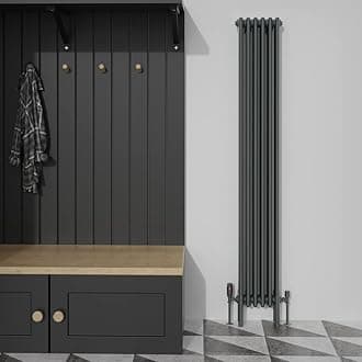 Warmehaus Traditional Cast Iron Style Anthracite Quadruple Column Vertical Tall Radiator 1800x290mm Perfect for Bathrooms, Kitchen, Living Room