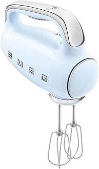 HMF01PBUK, Retro 50's Style Hand Mixer, 9 Speed Levels, 3 Stainless Steel Whisks, Pastel Blue, 1 Year Warranty