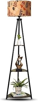 Crosscut Furniture Metal Floor Lamp with 3 shelves (Subtle Flowers) to Crosscut Furniture Metal Floor Lamp with 3 shelves (Retro Robin)