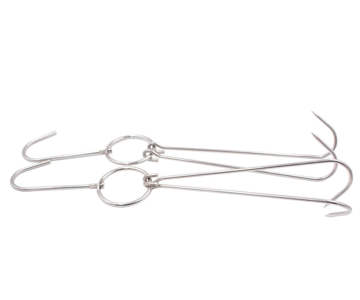 AleleDouble Hooks Meat Hooks Poultry Roasting Hooks Butcher Hook Processing Meat Hook Stainless Steel Rotary Device Slaughtering Barbecue (13.4in Meat Hooks)