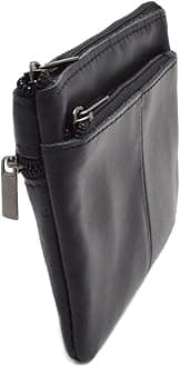 Freezx Women Genuine Leather Coin Pouch Zip Mini Purse Wallet Key Chain 3 Zipper