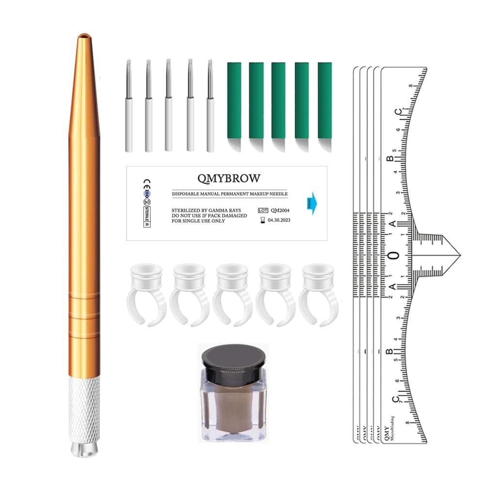 Easy Microblading Kit Starter Trainer Practice Kits with Microblade Handle Pigment