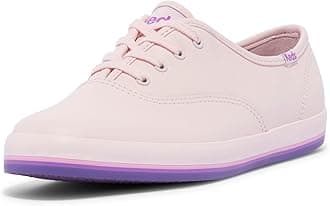 Keds Women's Keds Champion Leather Lace Up, Pink/Purple Bottom Foxing Stripe, 8 X-Wide