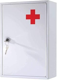 WALL MOUNTED FIRST AID MEDICINE CABINET LOCKABLE CUPBOARD BOX DOOR 2 KEYSBATH SINK