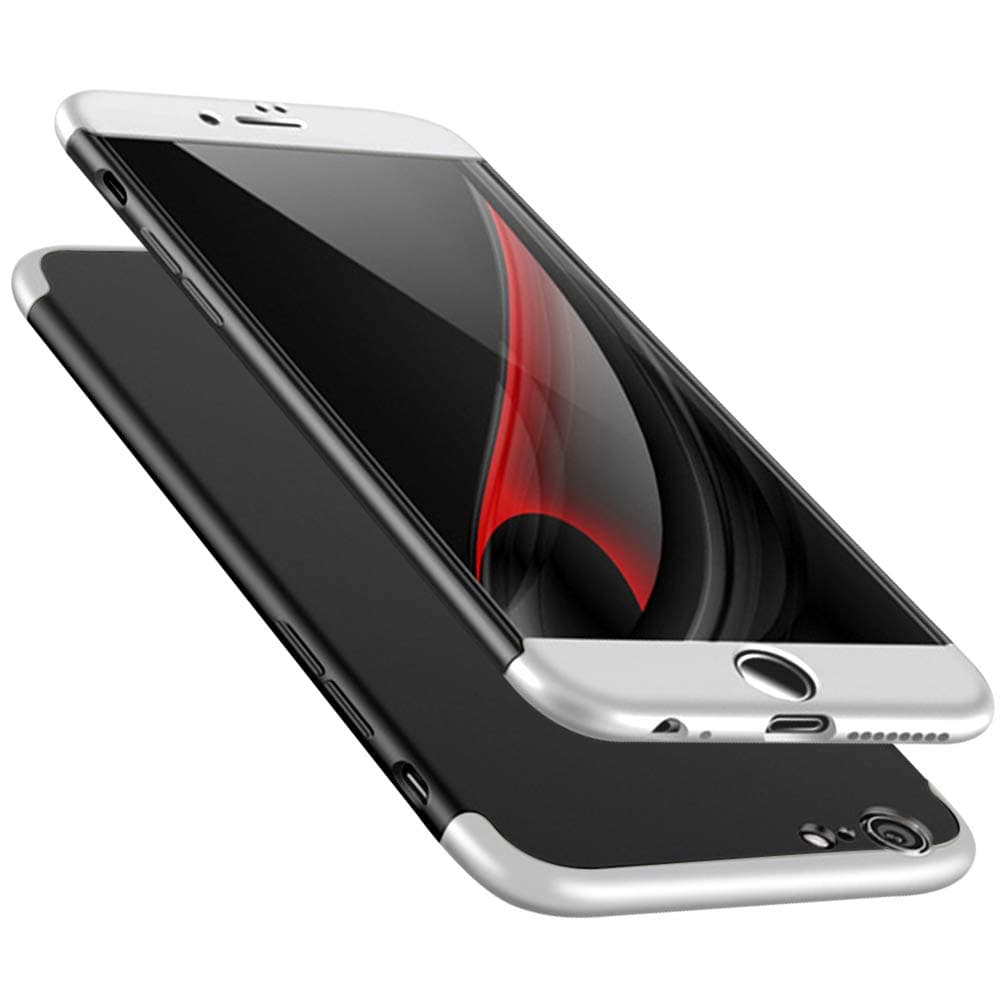 ATRAING iPhone 6 Case, iPhone 6s Case,Ultra-Thin PC Hard Hard Ultra-Thin Shockproof PC 3 in 1 Velvet Touch Fingerprint-Proof Anti-Slip Anti-Marks Cover for iPhone 6/6s 4.7inch (Silver+Black+Silver)