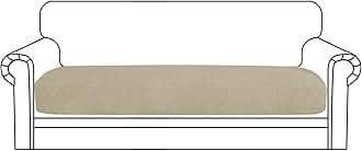 YEMYHOM Stretch Cushion Covers Long Sofa Seat Cushion Slipcovers Soft Couch Cover Replacement Striped Pattern Furniture Protector with Elastic Bottom (1 Pc 3-Seat Cushion Cover, Khaki)