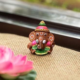 Aport Presents Terracotta Handpainted Baby Car Ganesha -Idols And Figurines Showpieces Home Decor #Aport-017