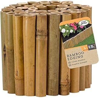 Garden Mile Giant Heavy Duty Wooden Garden Edging - 100cm Weatherproof Bamboo Lawn Edging Border Easy Installation- Plant Border Fencing For Flowerbeds, Pathways, Lawn Edging & Gardening Maintenance