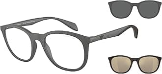 Emporio Armani Mens EA4211 Round Prescription Eyewear Frames with Two Interchangeable Sun Clip-Ons