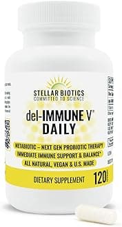 - Del-Immune V® Daily by Stellar Biotics, All-Natural Immune Support & Gut Health, Immediate Care, Metabiotic: NextGen Probiotic Therapy (120 Caps)