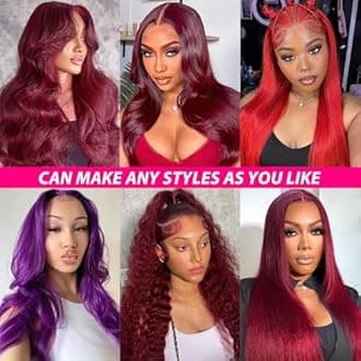 99J Burgundy Lace Front Wigs Human Hair Pre Plucked 5x5 Straight HD Transparent Lace Front Glueless Wigs Human Hair Red Wigs For Women Natural Hairline with Baby Hair 22 Inch