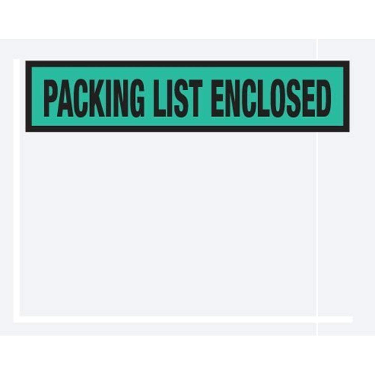Box Partner Green Panel-Face"Packing List Enclosed" Envelopes, 4-1/2" x 5-1/2"