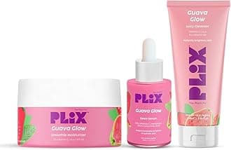 PLIX - The Plant Fix Guava Powered Regime for Glowy Skin | Hydrating Cleanser | 10% Vitamin C Dewy Serum | Smoothie Moisturizer | Promotes Hydration & Brightening | Glowing in 1 Use
