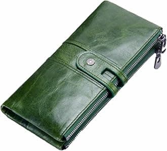 ContactsBifold Wallets for Women | Genuine Leather Ladies Clutch/Wallet with RFID Protection | Slim Zipper Purse/Card Holder Organizer for Women…, 15-SEAWEED GREEN, RFID