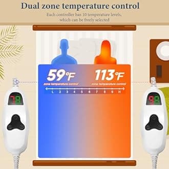 greenoak Heated Blanket Electric King Size 100"X90" Dual Control, Heating Blankets with 10 Levels 8 Hours Auto-Off, Soft Flannel Sherpa Fluffy House Warming Gifts for Grandma Seniors Mom, Mocha