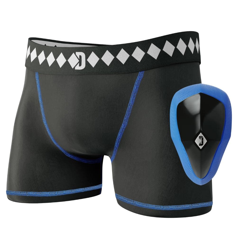 Athletic Cup Groin Protector Compression Shorts System with Built-in Jock Strap Black XLarge
