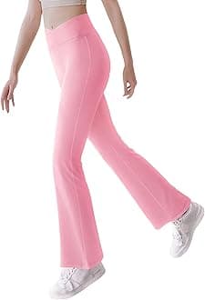 Girls' Leggings Cross Flare Pants Black High Waist Soft Stretchy Full Length Yoga Bootcut Pants for Kids Teens Dance