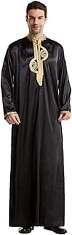 Men's Muslim Clothes Durable Kaftan Robe Dubai Long Gown Ethnic Clothes,1pc Soft Robe