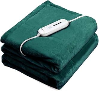 Wapaneus Heated Blanket Electric Throw 72" x 84" Full Size with 10 Heating Levels 12 Hours Time Setings and Auto-Shut Off, Flannel Fast-Heating Electric Blanket,Machine Washable,Vintage GreenOEKO-TEX STANDARD 100